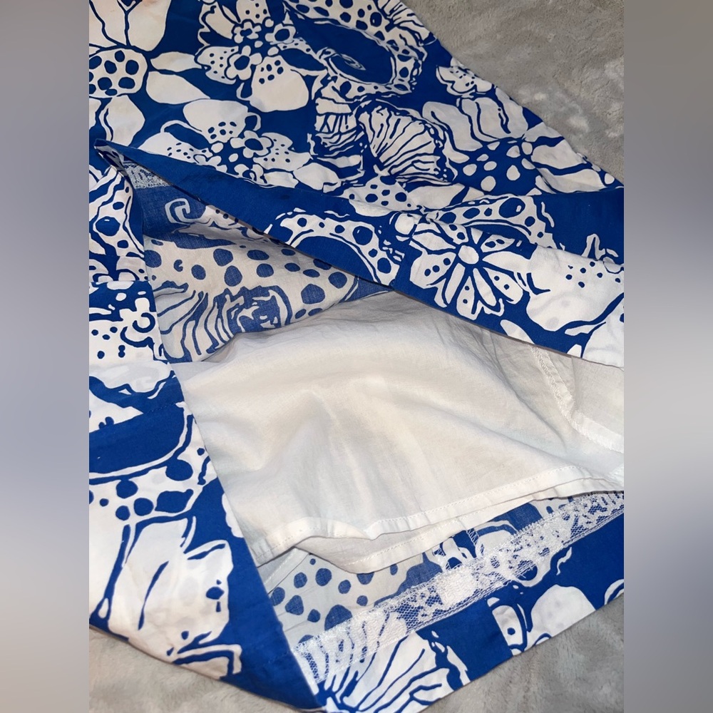 Lilly Pulitzer Augusta Shift Dress Blue & coral sz 2 - Picture 8 of 11